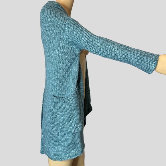 Romeo Juliet Womens Cardigan Open Sweater Medium M Green Wool Stretch Oversize - Picture 3 of 13